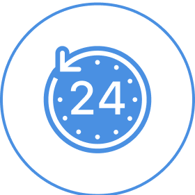 Clock icon with 24-hour symbol.